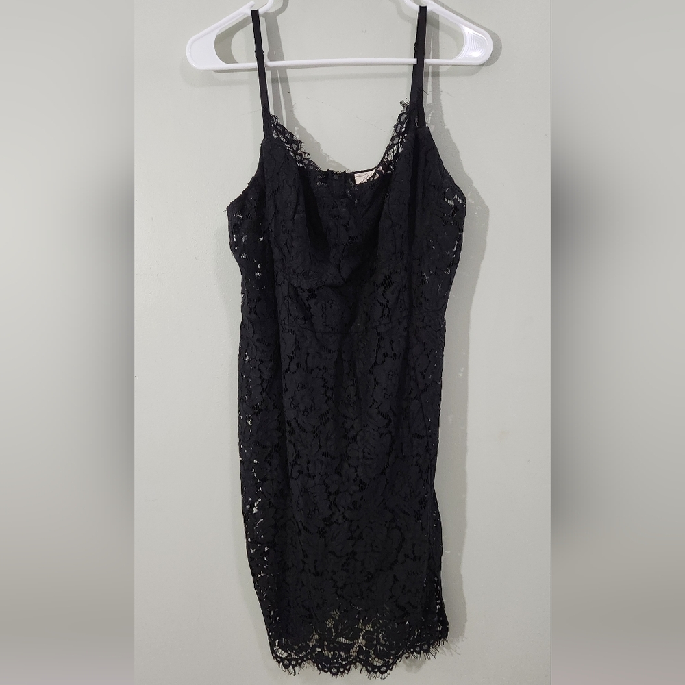 Chic Black Lace Dress - Picture 2 of 4